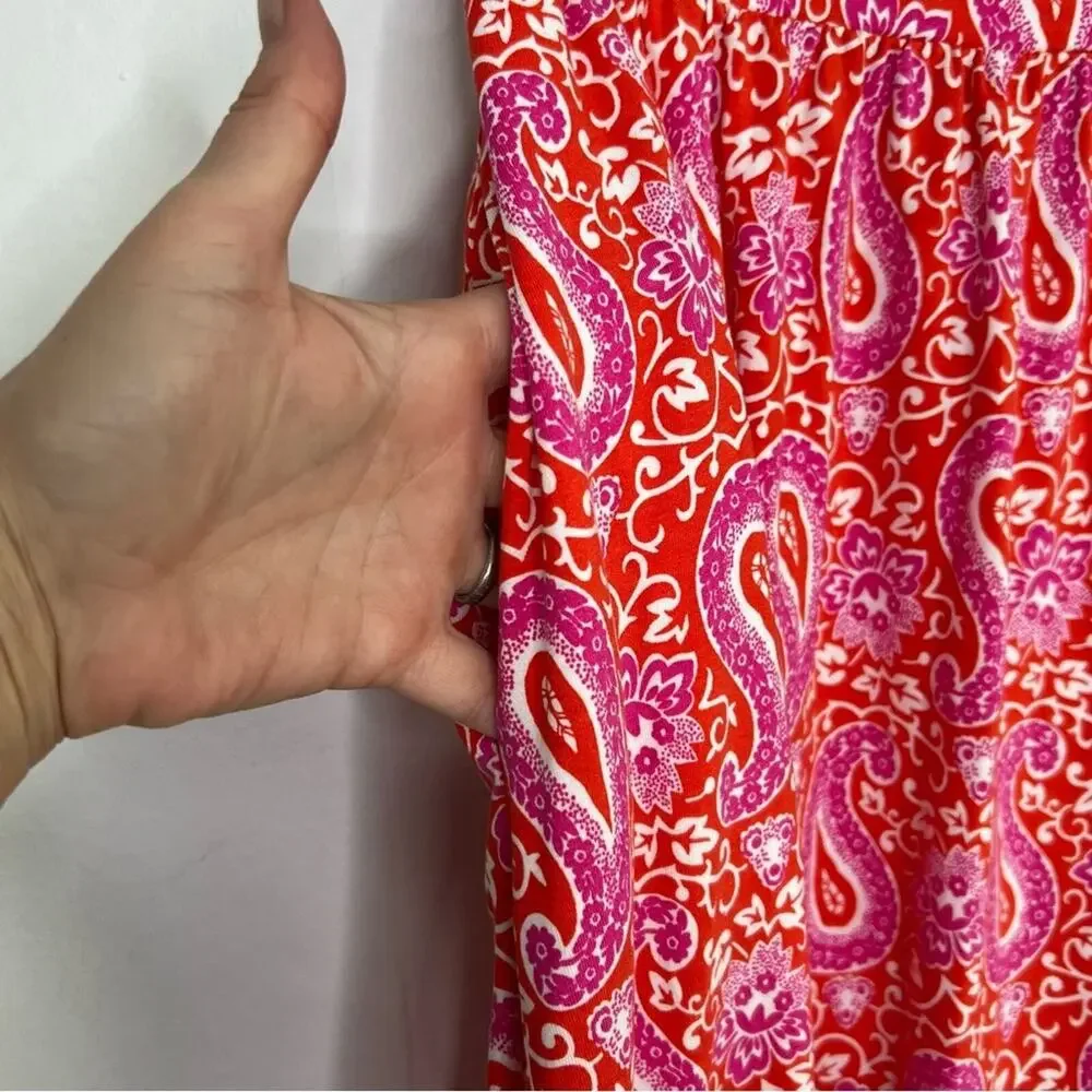 Boden Pull On Jersey Enchanted Paisley Pink Print Skirt Size 6 Petite